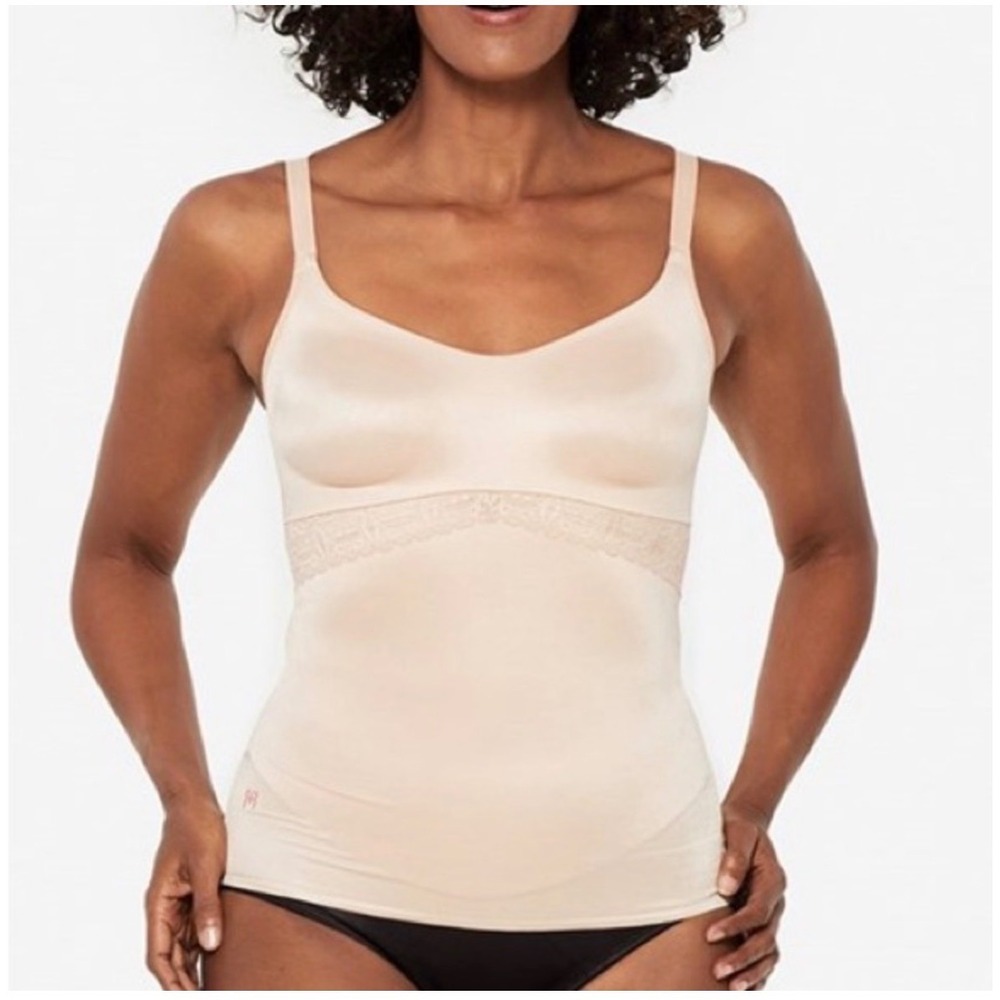 Ruby Ribbon Lace Trim Support Cami Shapewear Women 36 Beige